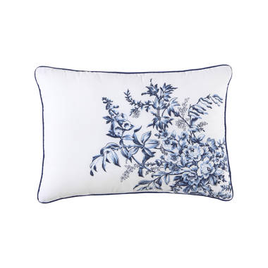 Laura Ashley Bedford Cotton Blue Rectangular Throw Pillow